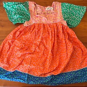 Mini Boden Pink and Yellow leopard print Dress